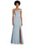Asymmetrical Off-the-Shoulder Cuff Trumpet Gown With Front Slit - Mist