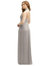 Band Collar Halter Open-Back Metallic Pleated Maxi Dress - 6882