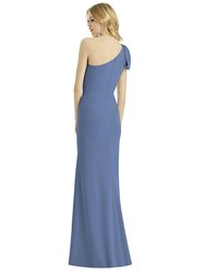 Bowed One-Shoulder Trumpet Gown - 6769 