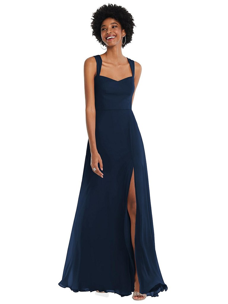 Contoured Wide Strap Sweetheart Maxi Dress - 1558 - Midnight Navy