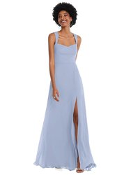 Contoured Wide Strap Sweetheart Maxi Dress - 1558 - Sky Blue