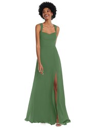 Contoured Wide Strap Sweetheart Maxi Dress - 1558 - Vineyard Green