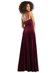 Cowl-Neck Velvet Maxi Dress With Pockets - 1541