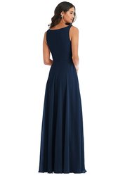 Deep V-Neck Chiffon Maxi Dress - 1549 