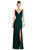 Draped Cowl-Back Princess Line Dress With Front Slit - 6856 - Evergreen