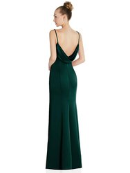 Draped Cowl-Back Princess Line Dress With Front Slit - 6856