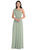 Draped One-Shoulder Maxi Dress With Scarf Bow - 1561  - Willow Green