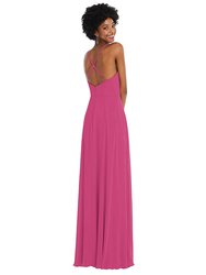 Faux Wrap Criss Cross Back Maxi Dress With Adjustable Straps - 1557 