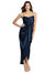 Faux Wrap Midi Dress With Draped Tulip Skirt - 6828 - Midnight Navy