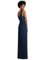 Faux Wrap Whisper Satin Maxi Dress With Draped Tulip Skirt - 6864