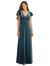 Flutter Sleeve Velvet Maxi Dress With Pockets - 1540 - Dutch Blue