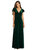 Flutter Sleeve Velvet Maxi Dress With Pockets - Evergreen