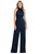 High-Neck Open-Back Jumpsuit with Scarf Tie - 6835  - Midnight Navy