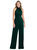 High-Neck Open-Back Jumpsuit with Scarf Tie - 6835  - Evergreen