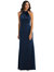 High-Neck Open-Back Maxi Dress With Scarf Tie - 6834  - Midnight Navy