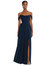 Off-The-Shoulder Basque Neck Maxi Dress With Flounce Sleeves - 1560  - Midnight Navy