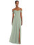 Off-The-Shoulder Basque Neck Maxi Dress With Flounce Sleeves - 1560  - Willow Green