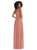 One-Shoulder Chiffon Maxi Dress With Shirred Front Slit - 1555 