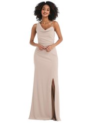 One-Shoulder Draped Cowl-Neck Maxi Dress - 6849 - Cameo