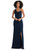 One-Shoulder Draped Cowl-Neck Maxi Dress - 6849 - Midnight Navy