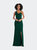 One-Shoulder Draped Cowl-Neck Maxi Dress - 6849 - Hunter Green