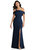 One-Shoulder Draped Cuff Maxi Dress With Front Slit - 6847 - Midnight Navy