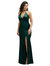 Plunge Halter Open-Back Maxi Bias Dress With Low Tie Back - 6885 - Evergreen