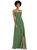 Scoop Neck Convertible Tie-Strap Maxi Dress with Front Slit - 1559 - Vineyard Green