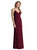 Shirred Sash Cowl-Back Chiffon Trumpet Gown - 6815 - Cabernet