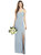 Spaghetti Strap V-Back Crepe Gown with Front Slit - 6822 - Mist