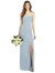 Spaghetti Strap V-Back Crepe Gown with Front Slit - 6822 - Mist