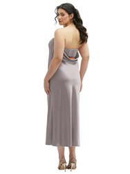 Strapless Midi Bias Column Dress With Peek-a-Boo Corset Back - 6886