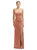 Strapless Topstitched Corset Satin Maxi Dress With Draped Column Skirt - 6888 - Copper Penny