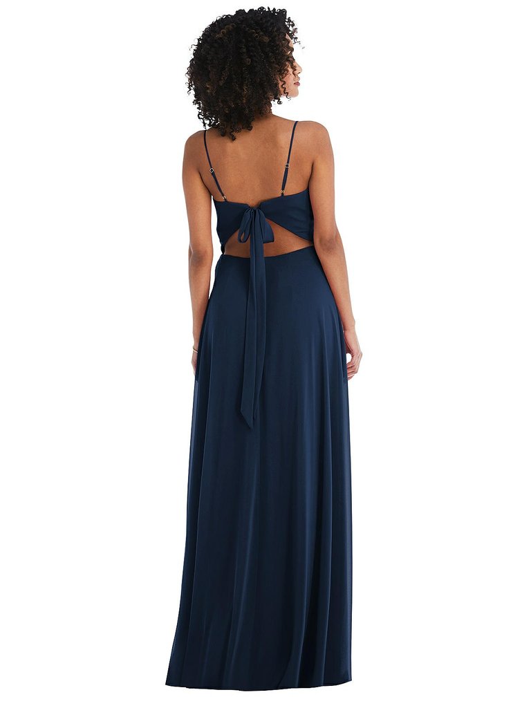 Tie-Back Cutout Maxi Dress With Front Slit - 1548