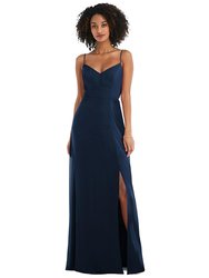 Tie-Back Cutout Maxi Dress With Front Slit - 1548 - Midnight Navy