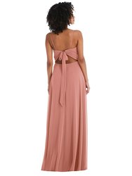 Tie-Back Cutout Maxi Dress With Front Slit - 1548