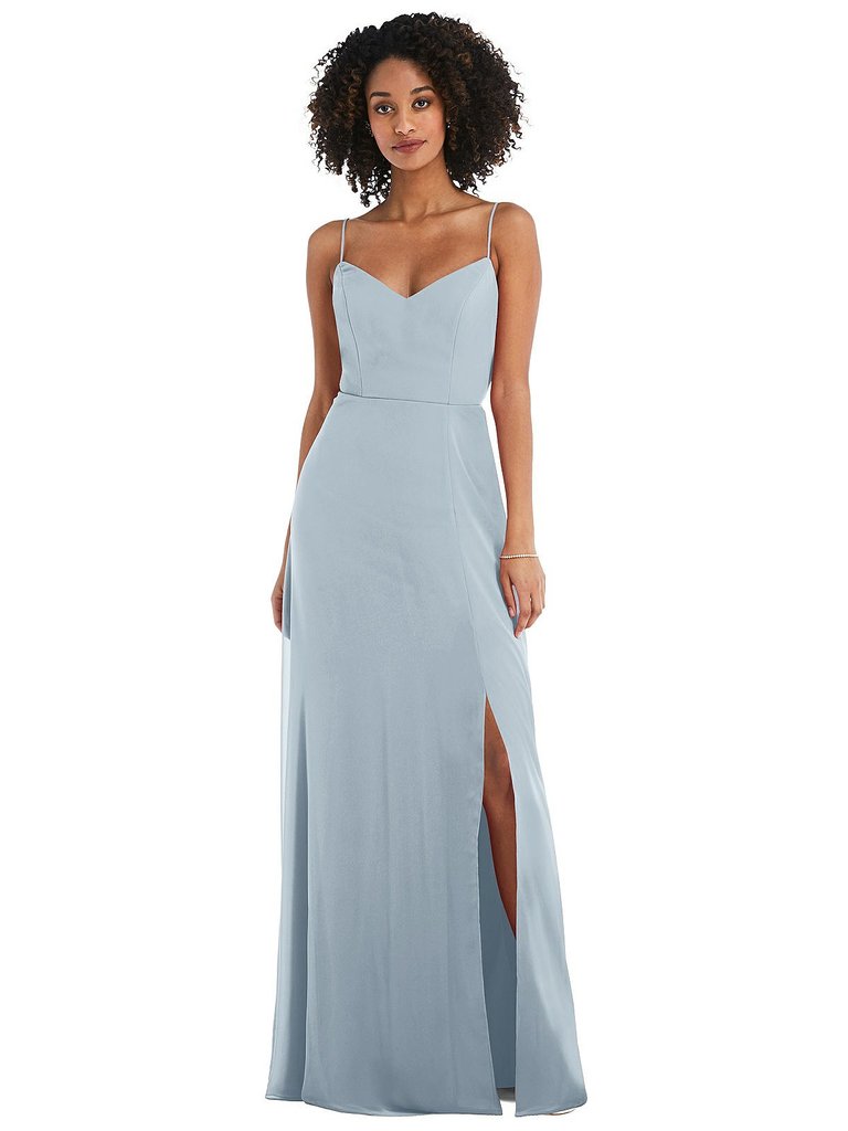 Tie-Back Cutout Maxi Dress With Front Slit - 1548 - Mist