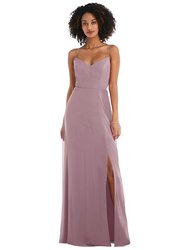 Tie-Back Cutout Maxi Dress With Front Slit - Dusty Rose