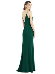 V-Back Spaghetti Strap Maxi Dress with Pockets - 6824