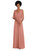 V-Neck Split Sleeve Blouson Bodice Maxi Dress - 1565 - Desert Rose