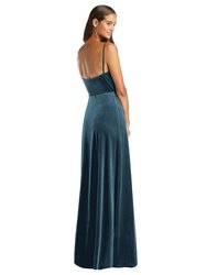 Velvet Wrap Maxi Dress With Pockets - 1536