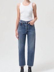 90’S Crop Mid-Rise Loose Straight Jeans - Oblique