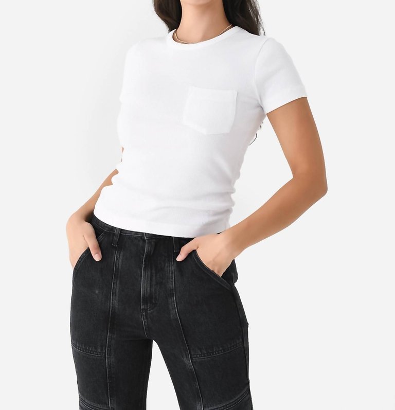 Arlo Rib Pocket Tee In White - White