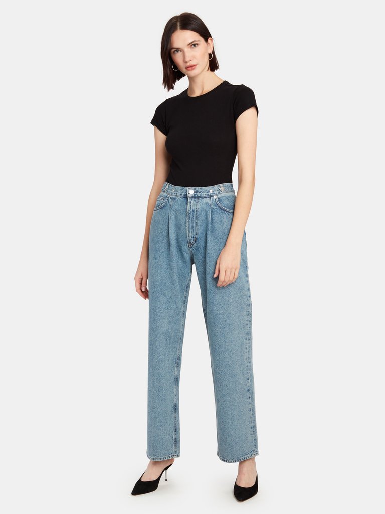 Baggy Tab High Rise Full Length Straight Jeans