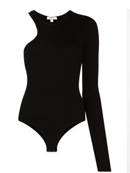 Bea Cutaway Asymmetric Bodysuit - Black