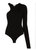 Bea Cutaway Asymmetric Bodysuit - Black