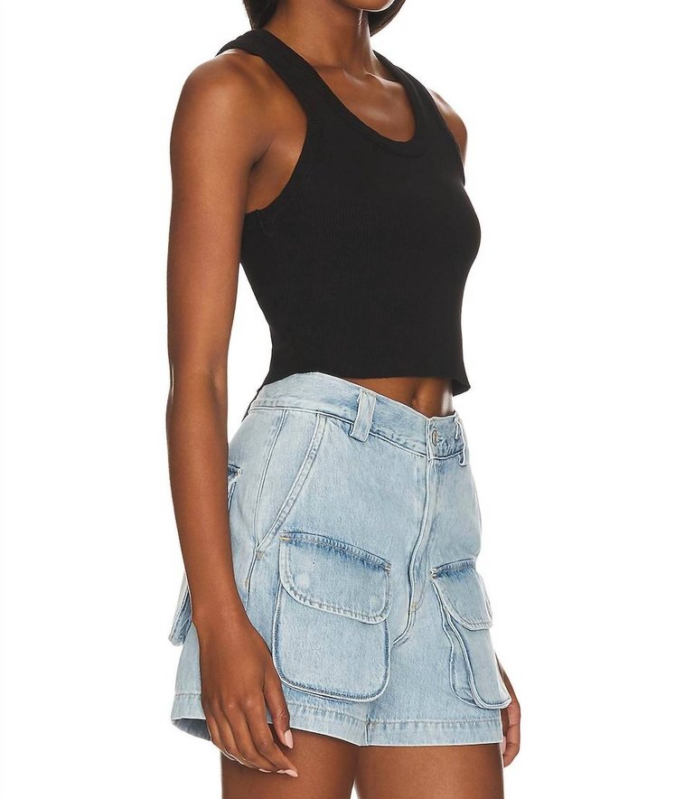 Cropped Poppy Tank Top In Black