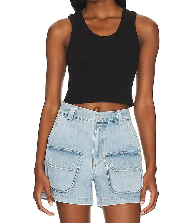 Cropped Poppy Tank Top In Black - Black