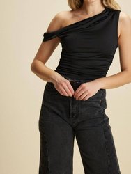 Hilma Twist Sleeve Bodysuit - Black - Black
