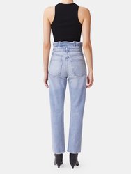 Lettuce Waistband High Rise Full Length Straight Jeans